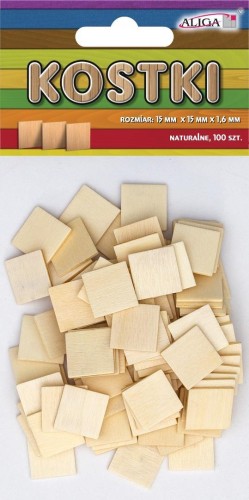 Kostki drewniane 15x15x1,3mm 100szt, Aliga