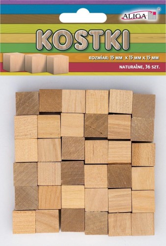 Kostki drewniane 15x15x15mm 36szt, Aliga