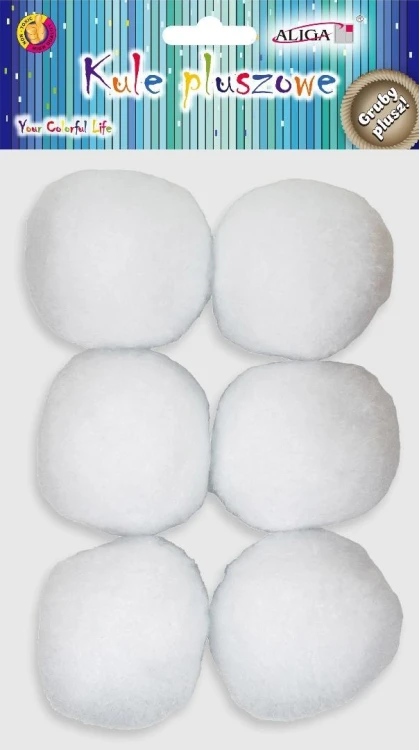 Kule pluszowe śnieżne 6cm 6szt, Aliga