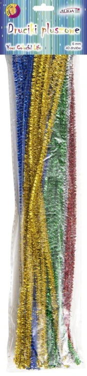 Druciki pluszowe metalizowane 6mmx30cm 40szt