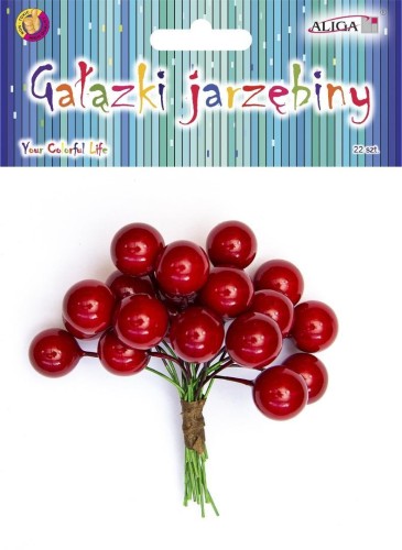 Gałązki jarzębiny dekoracyjne 6cm 22szt, Aliga