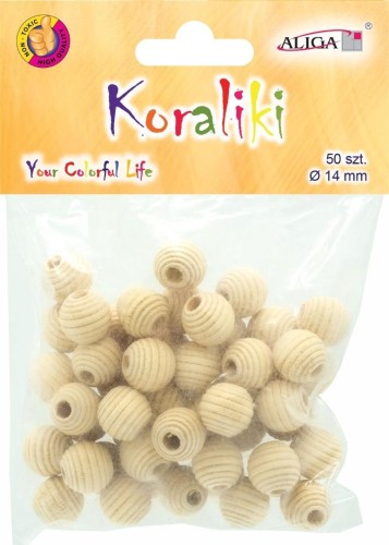 Koraliki drewniane 14mm 50szt, Aliga