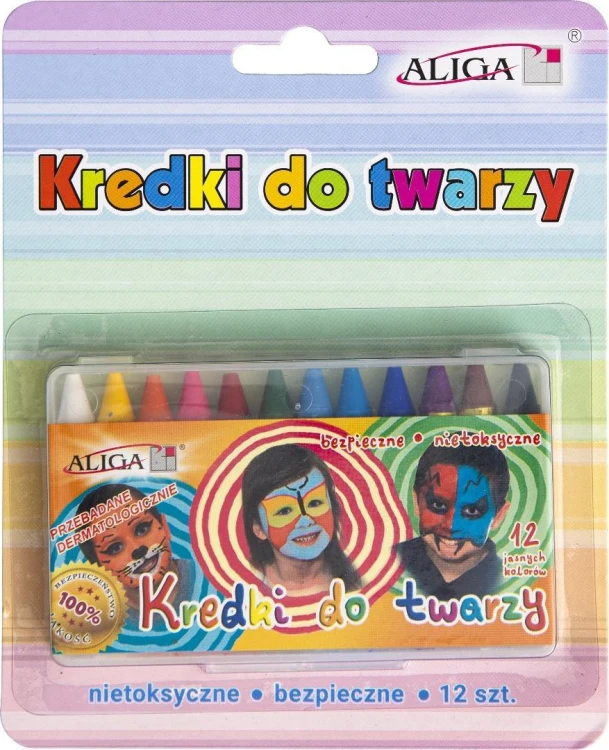 Kredki do malowania twarzy 12 kolorów, Aliga