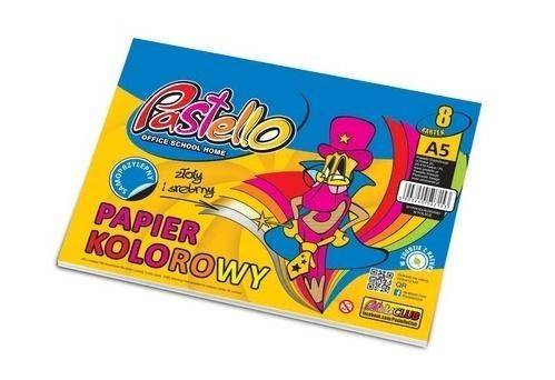 Papier kolorowy A5 samoprzylep 8 kartek błyszczący