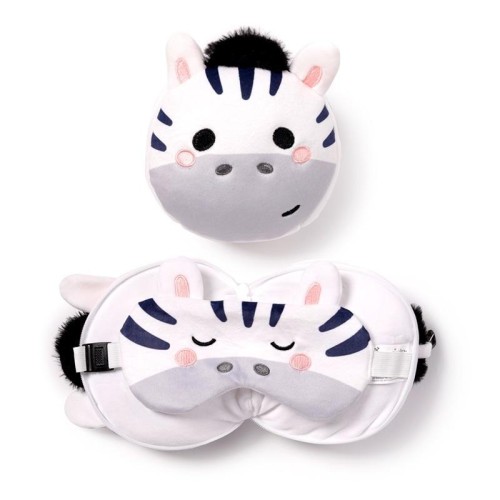 Poduszka podróżna i maska na oczy Zebra