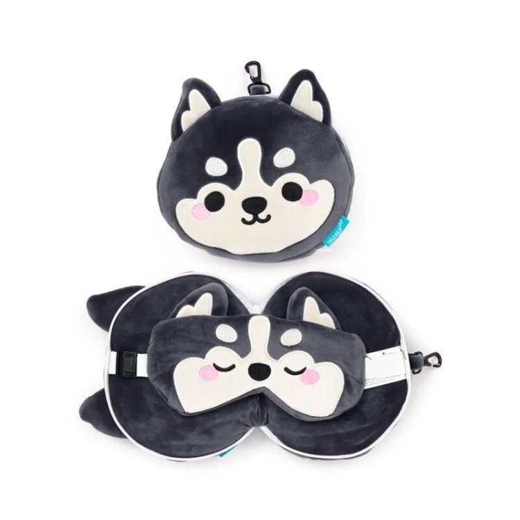Poduszka podróżna i maska na oczy Pies Husky