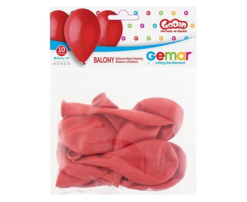 Balony Gemar czerwone 25,5cm 10szt