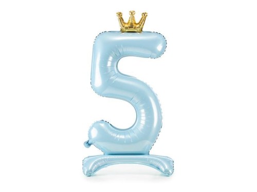 Stojący balon foliowy cyfra 5 84cm błękitny