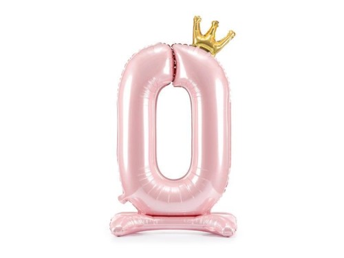Stojący balon foliowy cyfra 0 84cm jasny róż