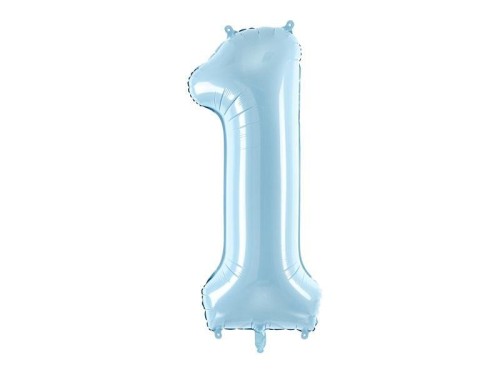 Balon foliowy cyfra 1 86cm jasny niebieski
