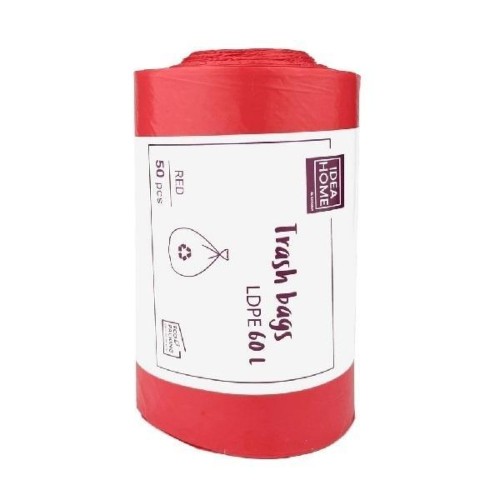 Worki na śmieci 60l czerwone 50szt, IDEA