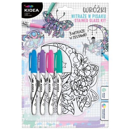Witraże w pisaku wróżki 4szt KIDEA, DERFORM