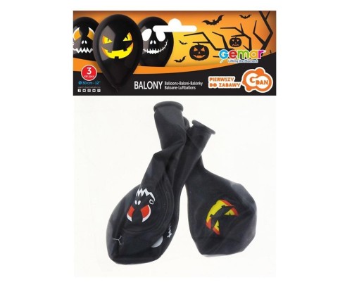 Balony Gemar halloweenowe twarze 3szt