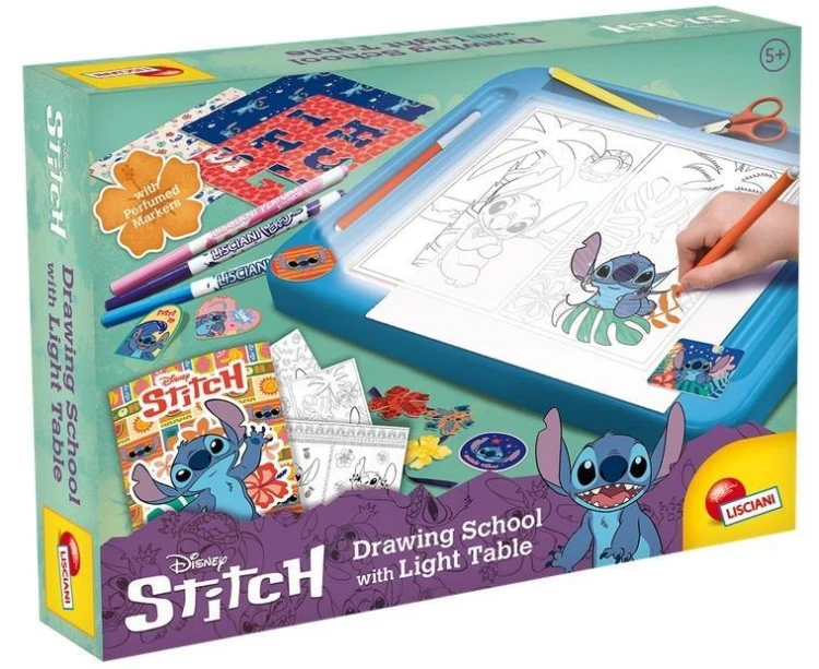 Stitch Szkoła rysowania z tablicą LED, Lisciani