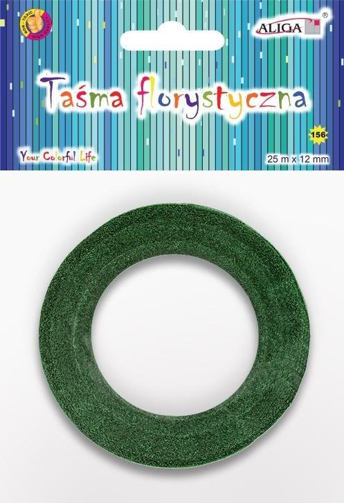 Taśma florystyczna zielona 12mmx25m, Aliga