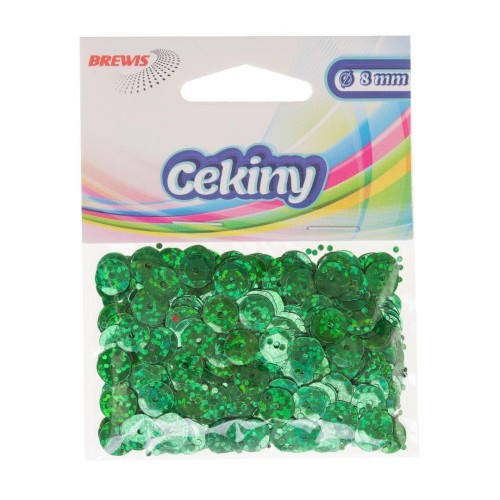 Cekiny błyszczące zielone 8mm 10g, Brewis