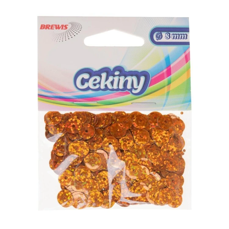 Cekiny błyszczące miedziane 8mm 10g, Brewis