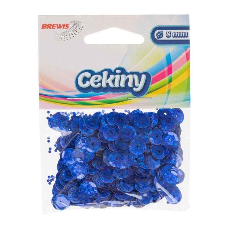 Cekiny błyszczące niebieskie 8mm 10g, Brewis