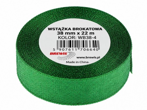 Wstążka brokatowa zielona 38mm