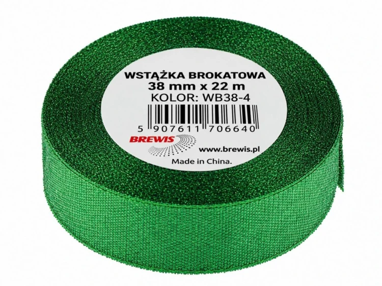 Wstążka brokatowa zielona 38mm