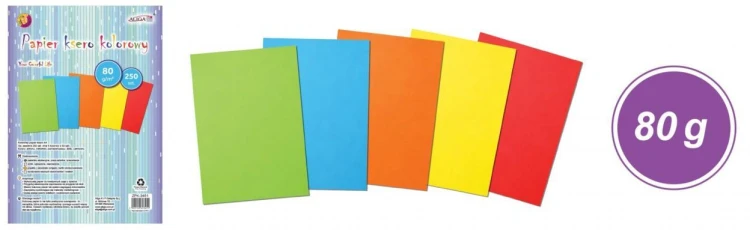 Papier ksero A4 kolorowy 80g 250ark, Aliga