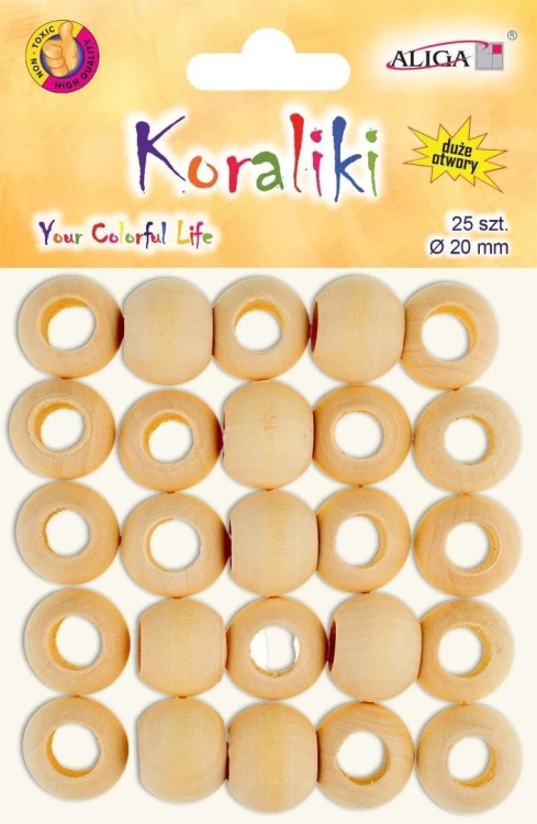 Koraliki drewniane 20mm 25szt, Aliga