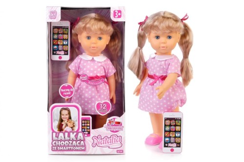 Lalka Natalia chodząca ze smartfonem 41cm, Artyk