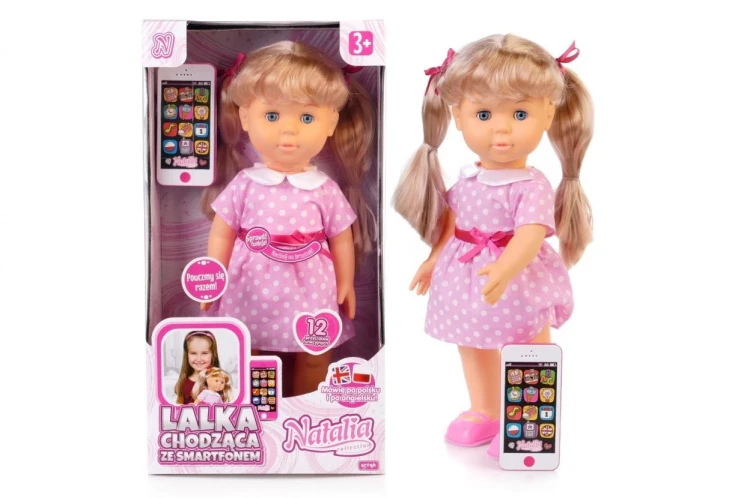 Lalka Natalia chodząca ze smartfonem 41cm, Artyk
