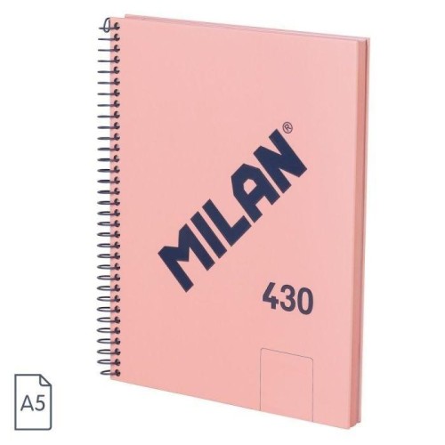 Zeszyt na spirali A5/80K gładki różowy MILAN