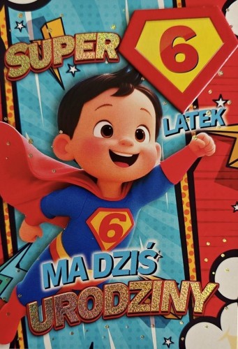 Karnet Urodziny 6 chłopiec - Superbohater
