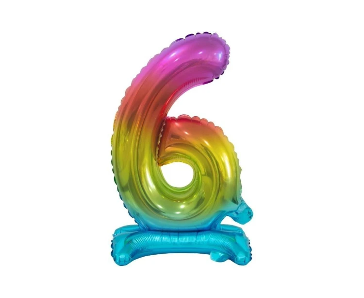 Balon foliowy B&C Cyfra stojąca 6 tęczowa 38cm