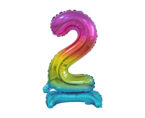 Balon foliowy B&C Cyfra stojąca 2 tęczowa 38cm