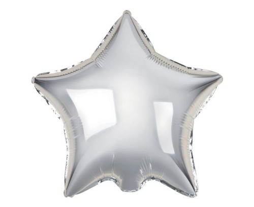 Balon foliowy Gwiazda srebrna 46cm 100szt