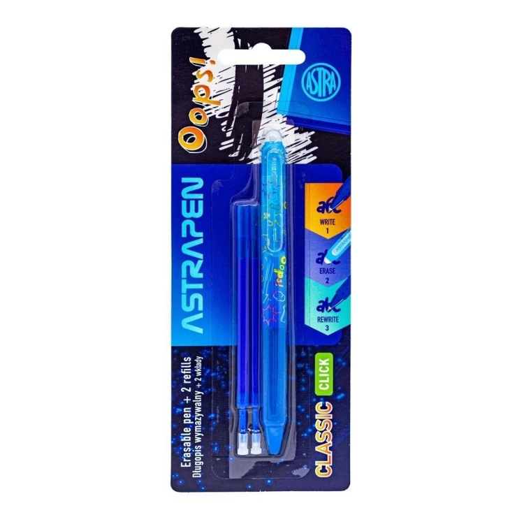 Długopis wymazywalny 0,5mm + 2 wkłady ASTRA