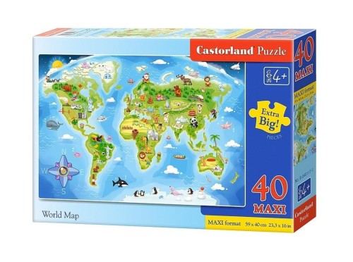 Puzzle 40 maxi - Mapa świata CASTOR, Castorland