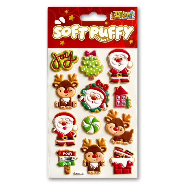 Naklejki puffy Christmas Santa and Reindeer