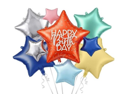 Zestaw balonów foliowych Happy Birthday 5szt