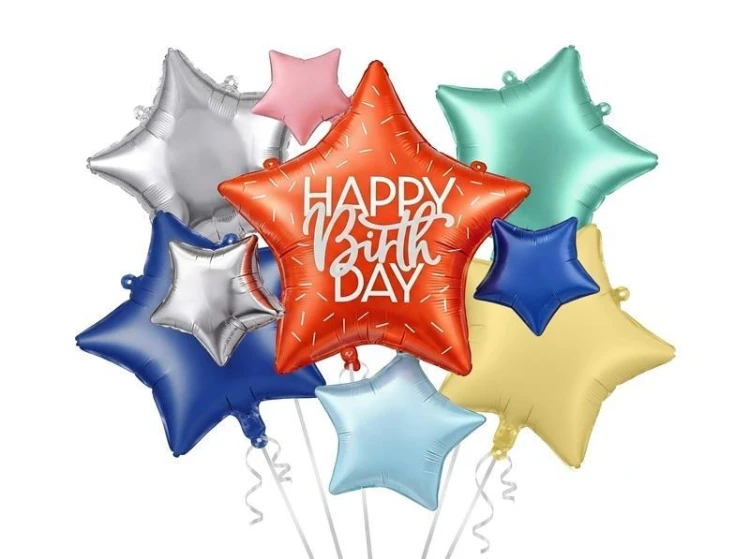 Zestaw balonów foliowych Happy Birthday 5szt