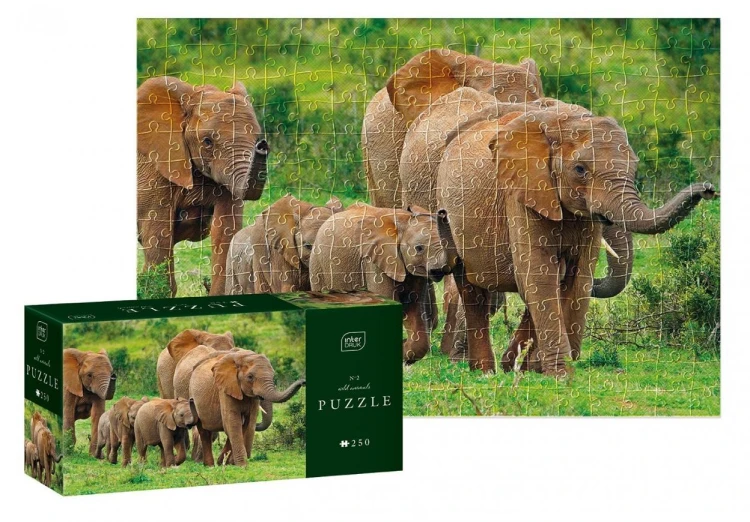 Puzzle 250 Wild Animals Elephants, INTERDRUK