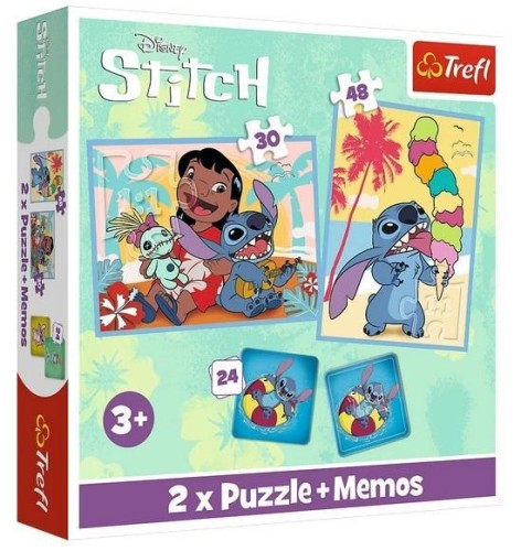 Puzzle 2w1 + memos Wesoły dzień Lilo&amp;Stitch TREFL