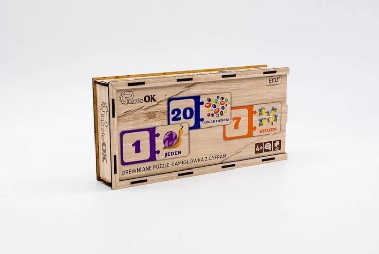 Drewniana układanka łamigłówka - Cyfry, PuzzleOK