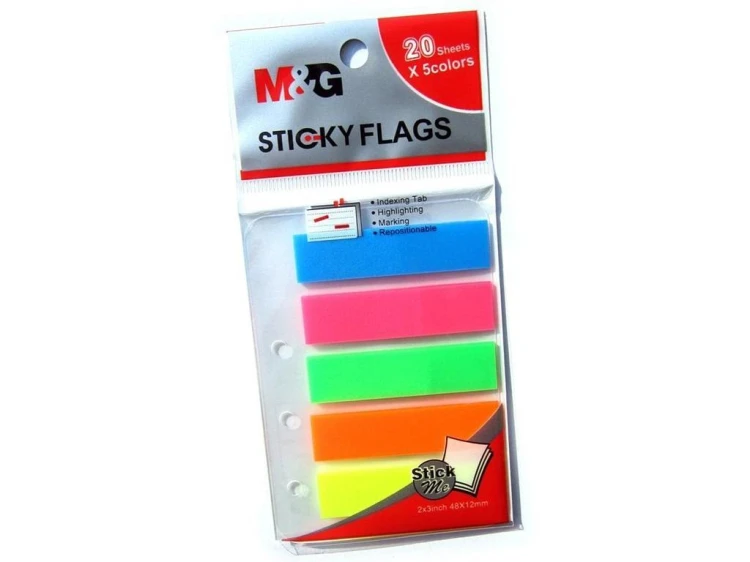 Zakładki indeksujące fluo 5 kolorów 25szt M&amp;G