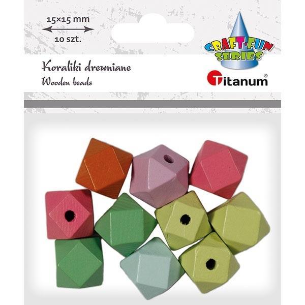 Koraliki drewniane kostki ścięte 10szt, Titanum