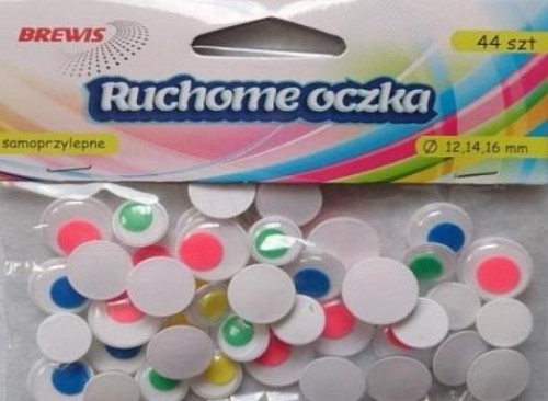 Ruchome oczka z kolorowymi źrenicami 44szt, Brewis