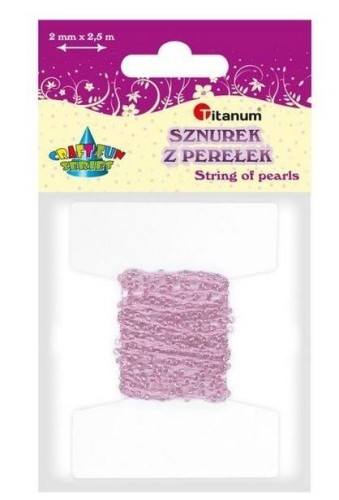 Perełki na sznurku 2,5mmx2m różowe, Titanum