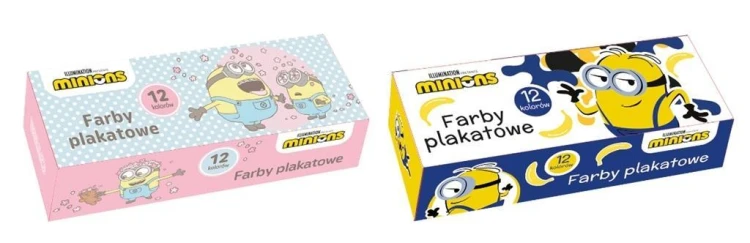 Farby plakatowe 12 kolorów 20ml Minionki, Beniamin