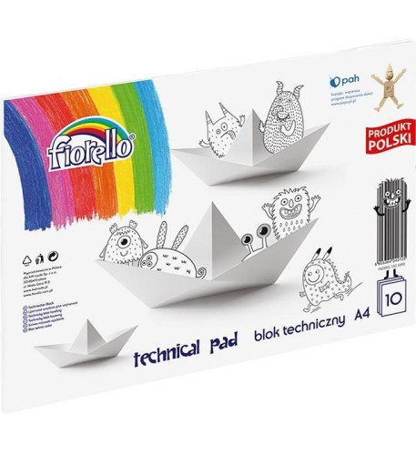 Blok techniczny A4/10K biały FIORELLO, Fiorello