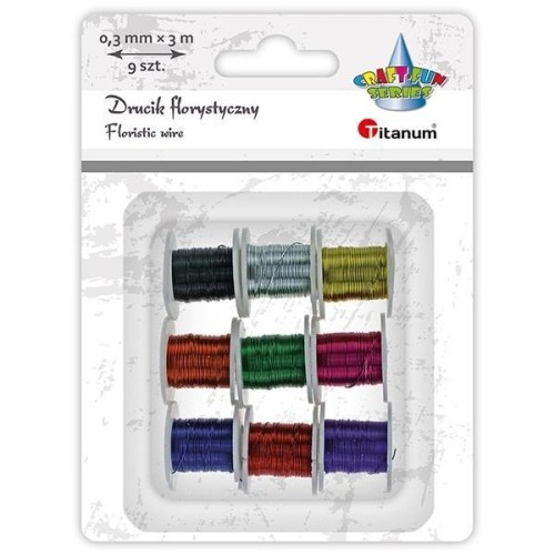 Drucik florystyczny 0,3mm 3m 9 kolorów, Titanum