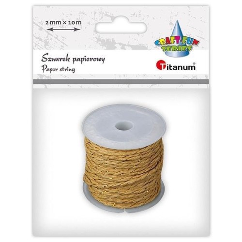 Sznurek papierowy 2mm 10m brązowo-złoty, Titanum
