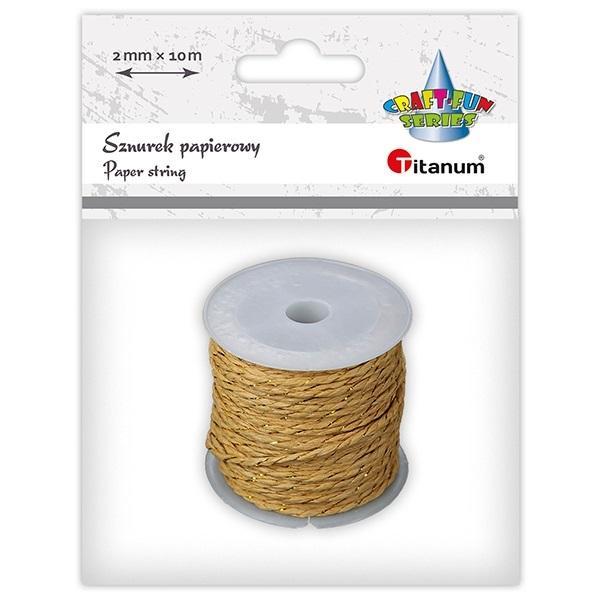 Sznurek papierowy 2mm 10m brązowo-złoty, Titanum